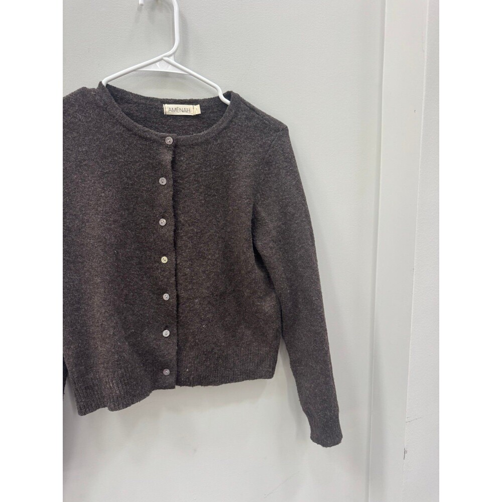 Amenah Brown Cardigan Wool Blend Sweater size 1 - Picture 3 of 8